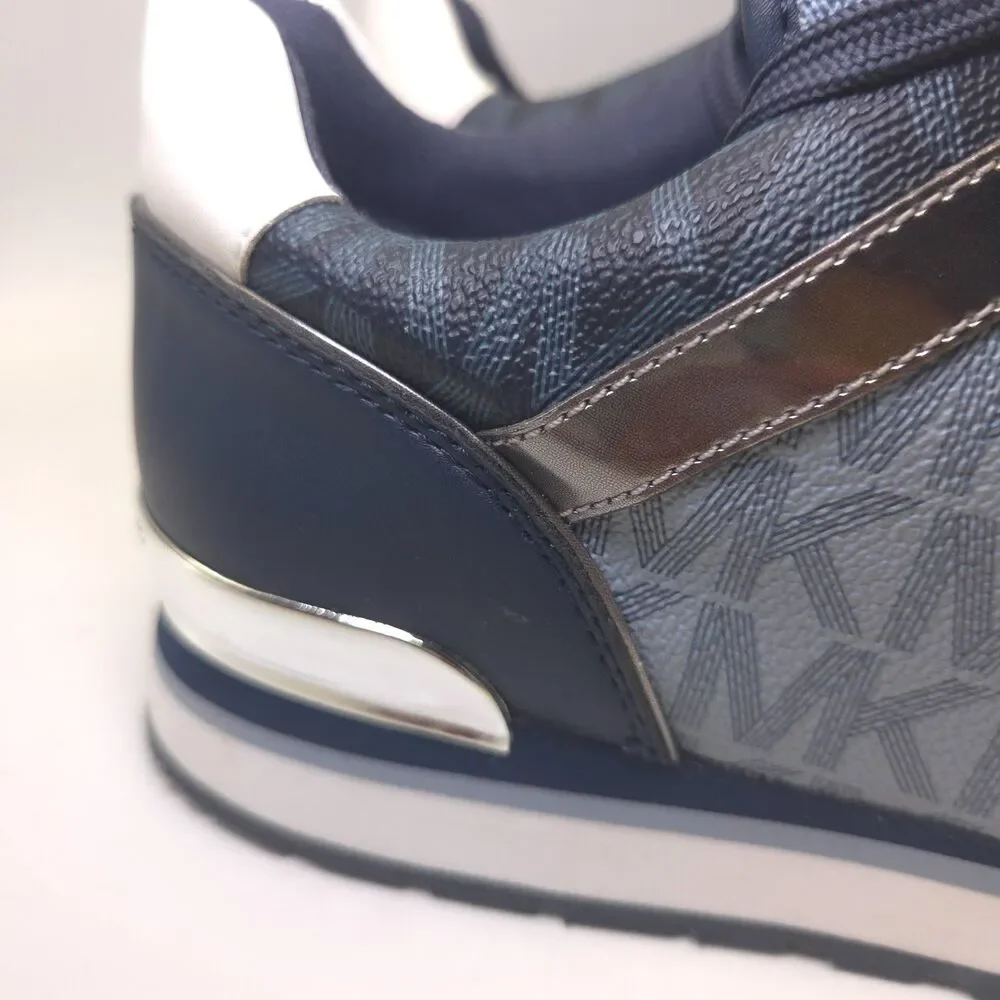 Michael Kors Maddy Logo Trainer Admiral Blue Sneakers Women 10M 49F0MAFS3B NIB